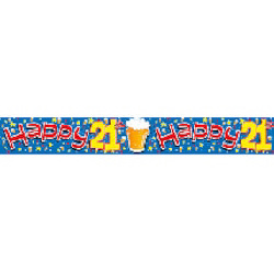 PARTY BANNER- 21ST HAPPY BIRTHDAY BLUE BEER PINTS