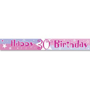 PARTY BANNER- 30TH HAPPY BIRTHDAY PINK AND BLUE STARS