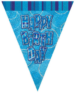 FLAG BANNER- HAPPY BIRTHDAY GLITZ BLUE