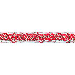 ANNIVERSARY BANNER- 40TH RUBY WEDDING HEARTS SILVER AND RED