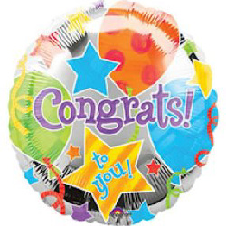 CONGRATULATIONS FOIL- STARS AND BALLOONS
