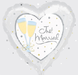 WEDDING FOIL- JUST MARRIED CHAMPAGNE HEART