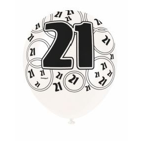 6 21ST BIRTHDAY GLITZ BALLOONS BLACK