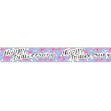 PARTY BANNER- HAPPY ANNIVERSARY HEARTS LILAC