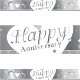 PARTY BANNER-ANNIVERSARY WHITE AND SILVER