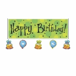 GIANT BANNER- CUTOUT CAKE BIRTHDAY GREEN