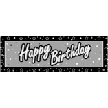 GIANT BANNER- HAPPY BIRTHDAY BLACK & SILV