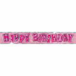 HAPPY BIRTHDAY PRISMATIC BANNER PINK