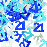 21 HAPPY BIRTHDAY CONFETTI BLUE