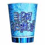 CUPS HAPPY BIRTHDAY PRISMATIC BLUE
