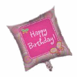 HAPPY BIRTHDAY FOIL- PINK SQUARE BUTTERFLY