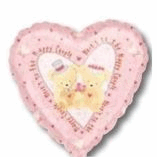 WEDDING FOIL- TEDDY BEARS PINK HEART 'HERE'S TO THE HAPPY COUPLE'