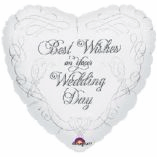 WEDDING FOIL- BEST WISHES WHITE HEART