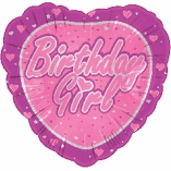 BIRTHDAY GIRL HEART FOIL PINK