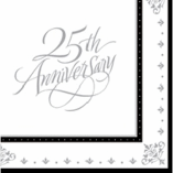 25TH ANNIVERSARY NAPKIN SILVER