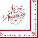 40TH ANNIVERSARY NAPKINS RED
