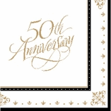 50TH ANNIVERSARY NAPKINS GOLD