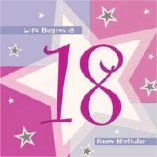 LIFE BEGINS AT 18 NAPKIN PINK STAR