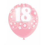 6 18TH BIRTHDAY GLITZ BALLOONS PINK