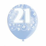 6 21ST BIRTHDAY GLITZ BALLOONS BLUE