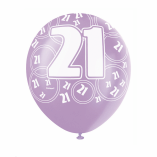 6 21ST BIRTHDAY GLITZ BALLOONS PINK