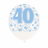 6 40TH BIRTHDAY GLITZ BALLOONS BLUE