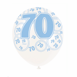 6 70TH BIRTHDAY GLITZ BALLOONS BLUE