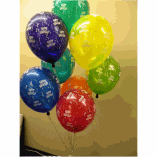 Printed happy birthday balloons.
