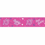 SASH- BIRTHDAY GIRL 13 PINK HEARTS
